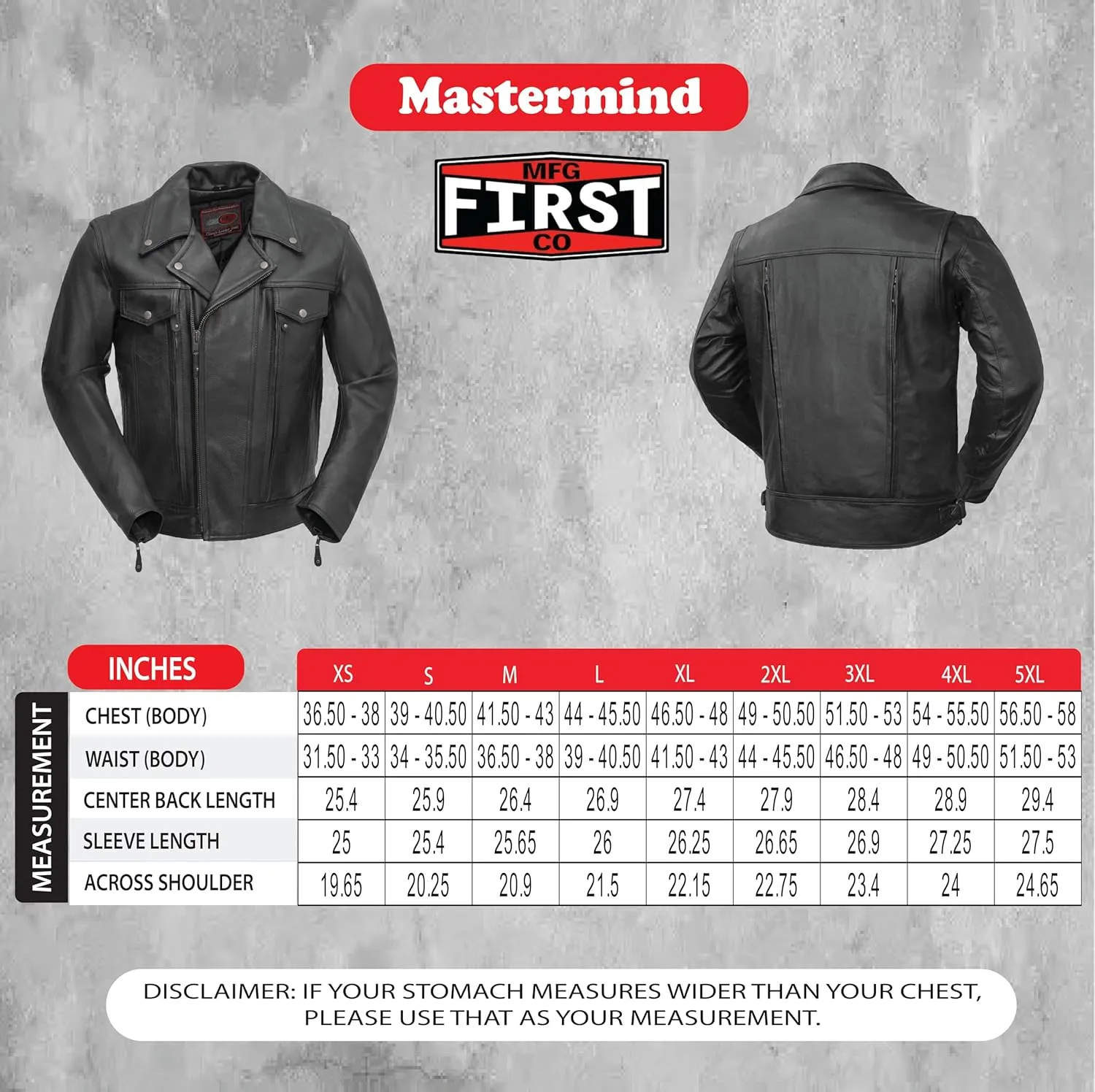 First Mfg Co - Mastermind - Men's Motorcycle Biker Riding Black Leather Jacket