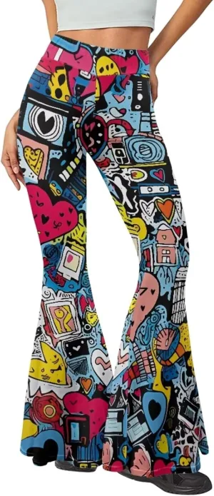 Flare Leggings for Women Fashion Funny Bell Bottom Yoga Pants Outdoor Party Dancing Work Daily Loose Trousers