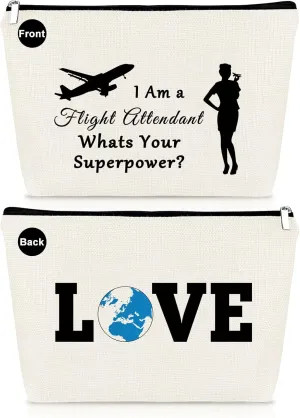 Flight Attendant Gifts Makeup Bag Traveling Gift for Women Pilot Travel Cosmetic Bag Flight School Graduation Gift Birthday Gift for Flight Attendant Stewardess Travel Toiletry Bag Pouch