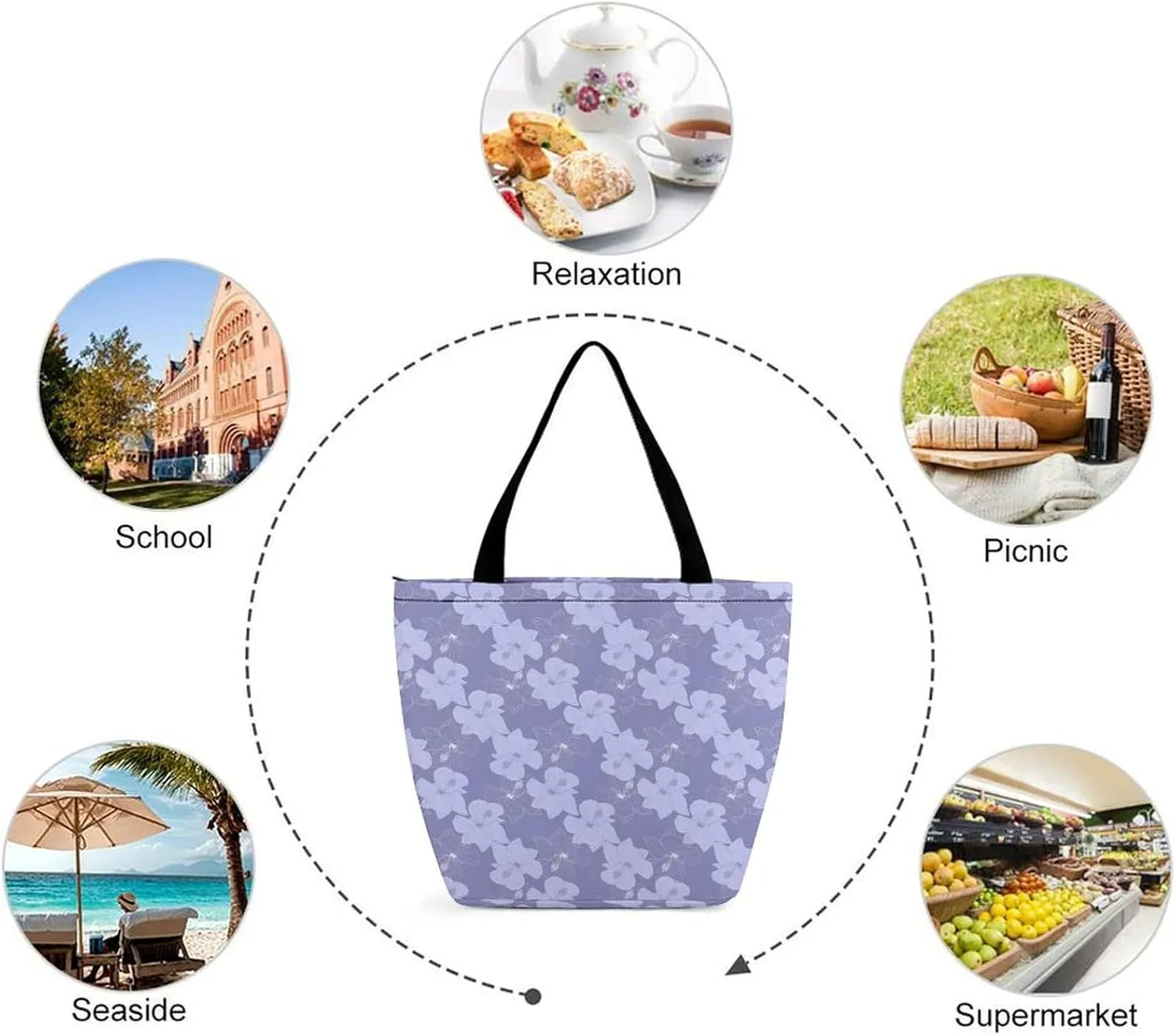 Floral Frangipani Flowers Hobo Handbags With Zipper Women's Tote Handbags