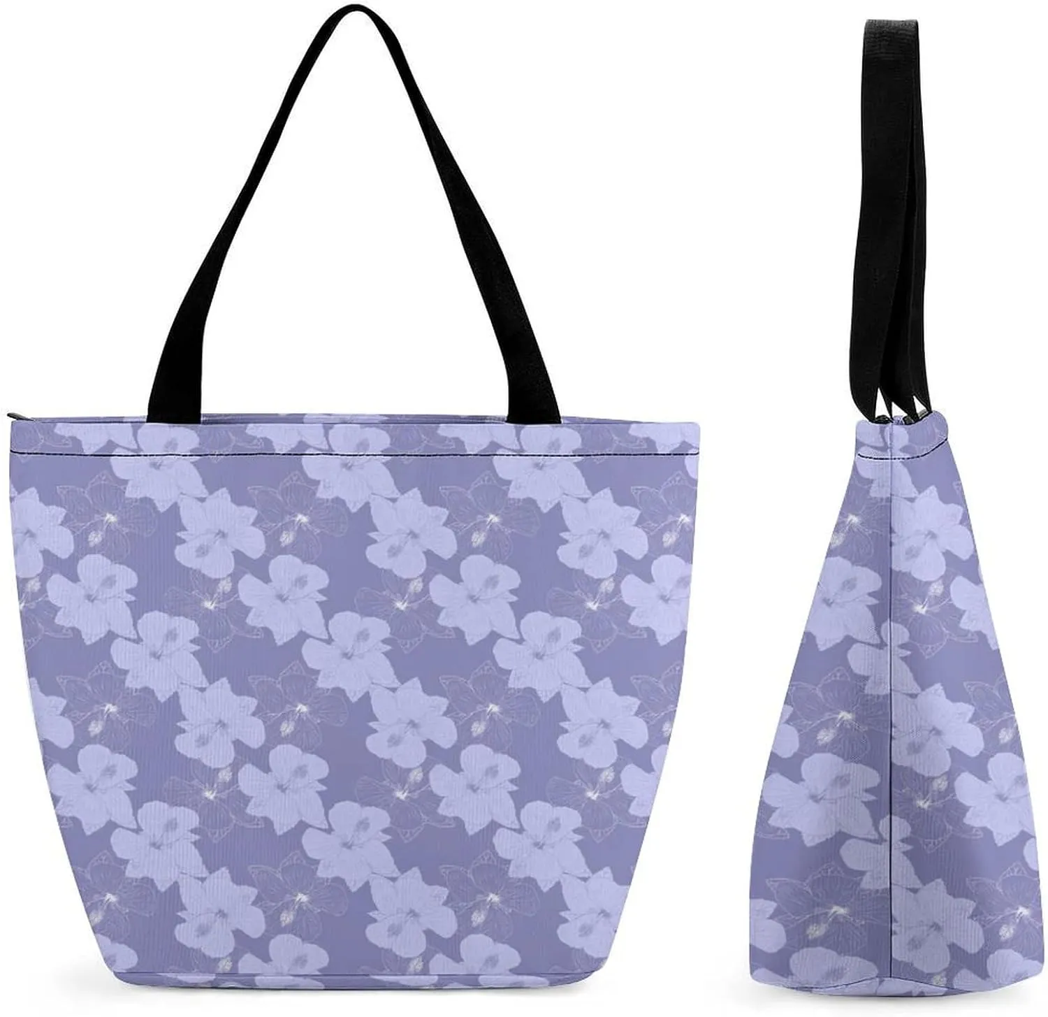 Floral Frangipani Flowers Hobo Handbags With Zipper Women's Tote Handbags