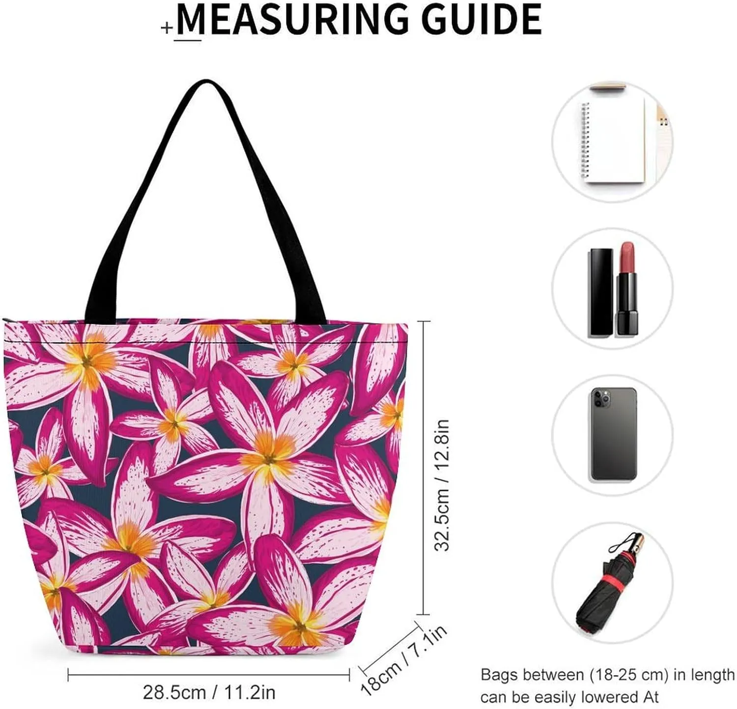 Floral Frangipani Flowers Hobo Handbags With Zipper Women's Tote Handbags