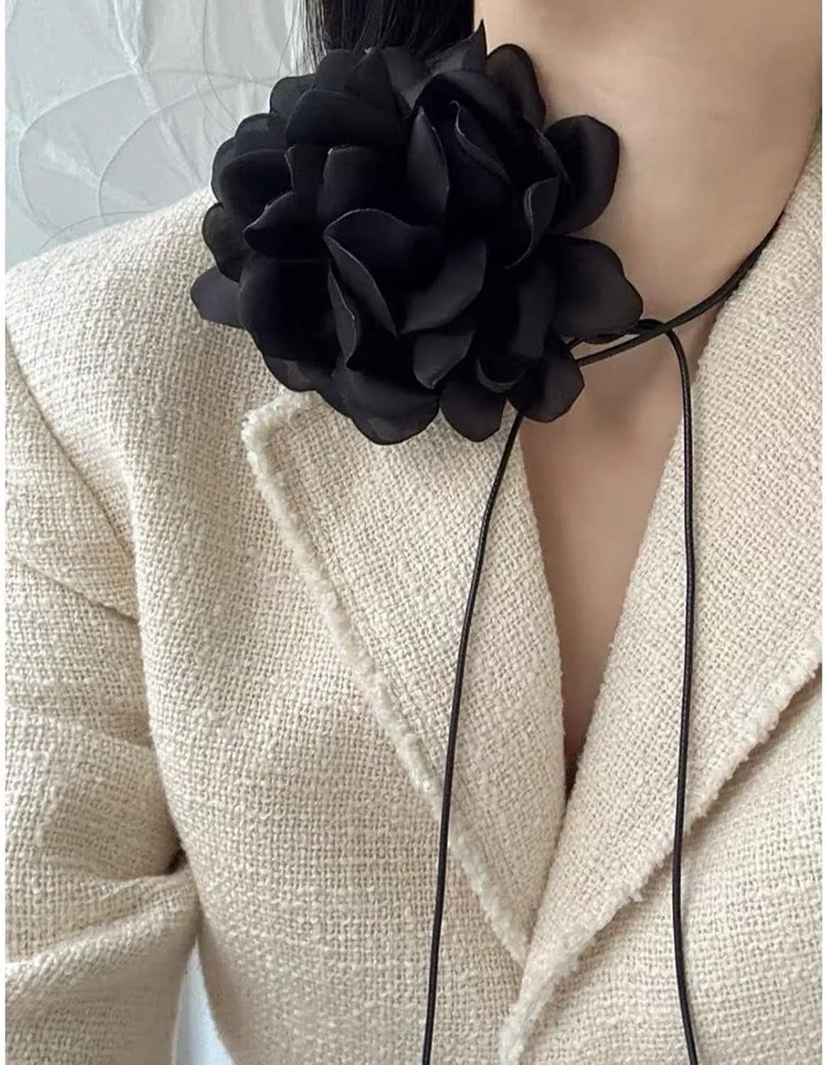 Flower Choker Necklace Adjustable Big Rose Floral Bow Choker Necklace for Women Party Wedding Bride Jewelry Accessories