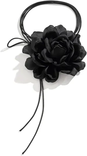 Flower Choker Necklace Adjustable Big Rose Floral Bow Choker Necklace for Women Party Wedding Bride Jewelry Accessories