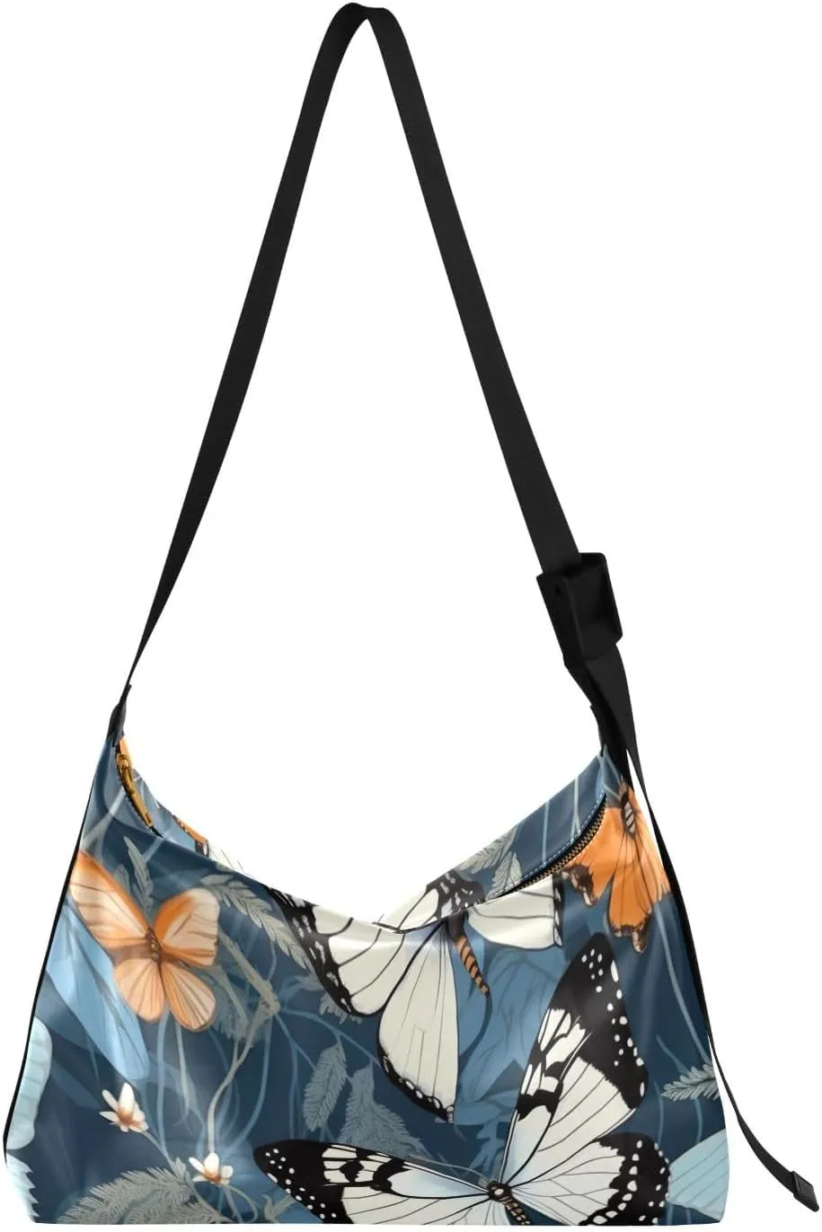 Flowers Beautiful Butterflies Tote Bag for Women Large Hobo Bags Leather Crossbody Bags Women Tote Bag with Adjustable Strap for School Girl