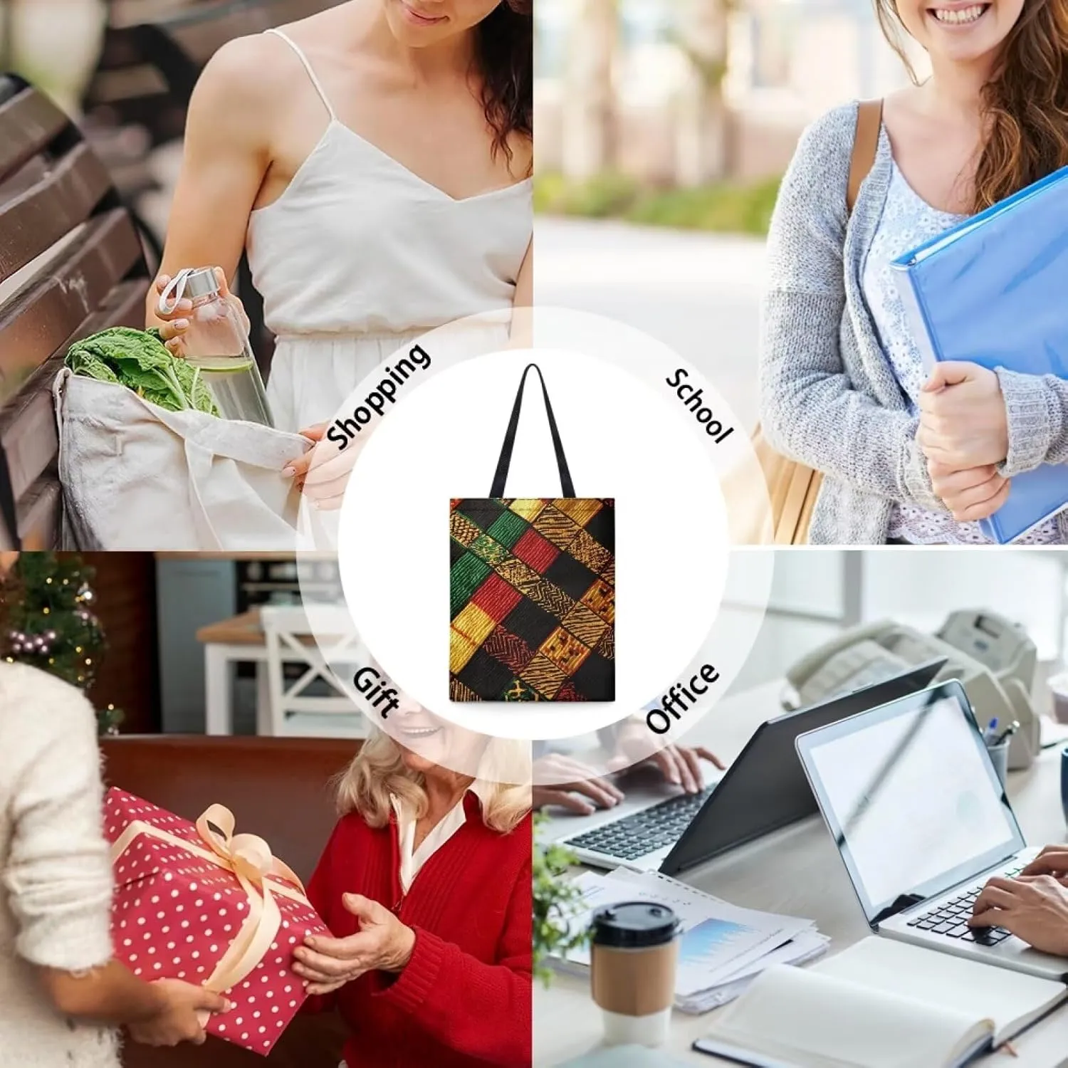 FOR U DESIGNS Women Canvas Reusable Tote Bag Women Shopping Tote Bags Book Bags