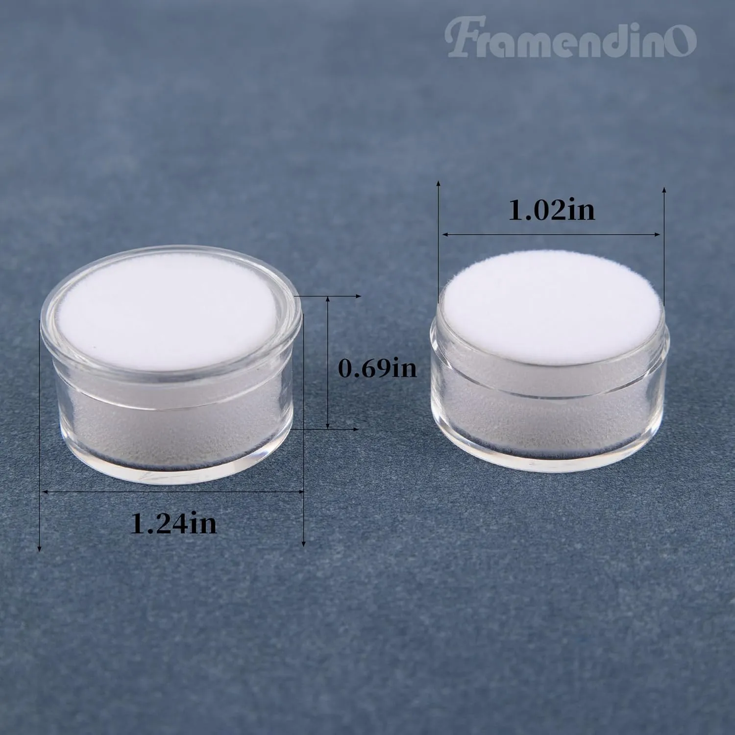 Framendino, 20 Pack Mini Round Stone Jewelry Box Diamond Gemstone Display Case with Lids Sponge Black White