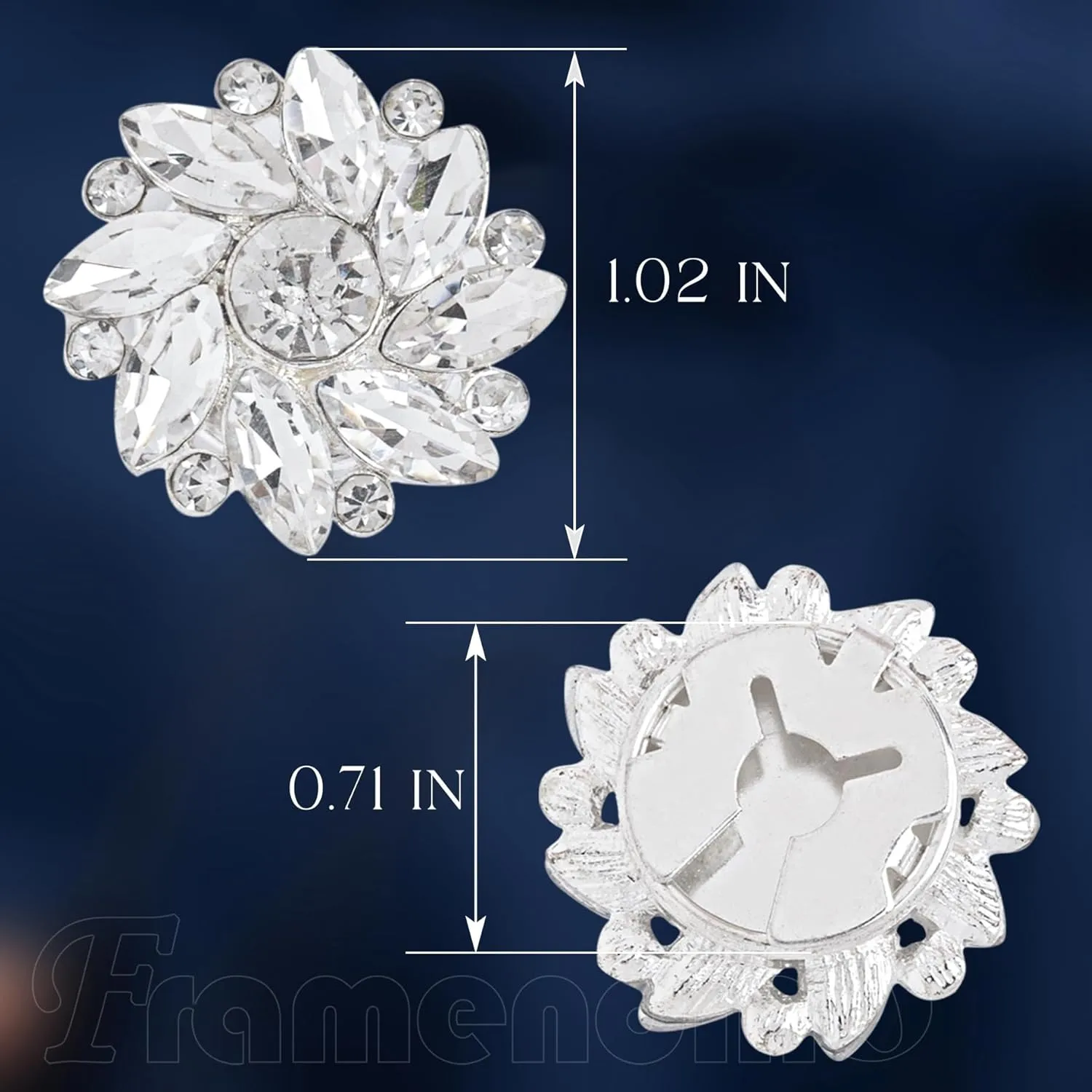 Framendino, Rhinestone Button Cover Cufflinks for Shirt Jeans Tux Accessories
