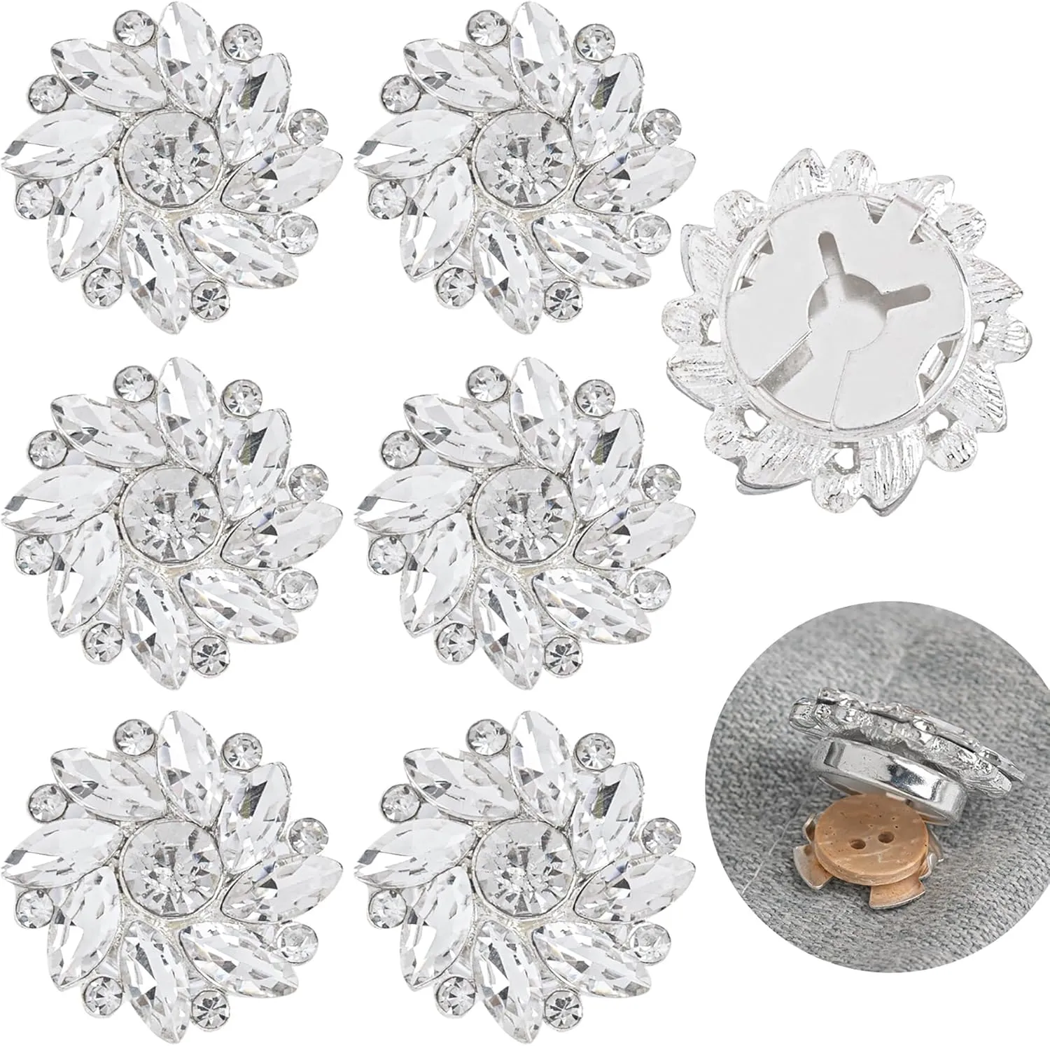 Framendino, Rhinestone Button Cover Cufflinks for Shirt Jeans Tux Accessories