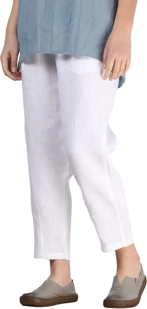 FTCayanz Women's Linen Harm Pants Summer Casual Cropped Pant Work Ankle Trousers with Pockets