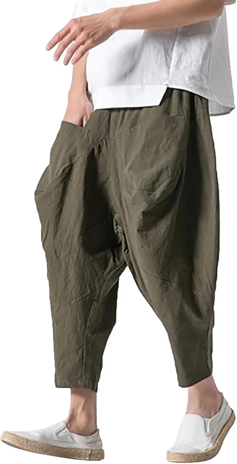 FZVYD Trousers for Men Mens Casual Elastic Drawstring Cargo Pants Lightweight Relaxed Fit Cotton Workout Sweatpants 2023