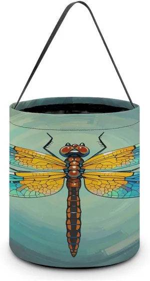 Galaxy Animal Dragonfly Halloween Tote Candy Bag Candy Basket Candy Bucket Gift Bag for Halloween Party