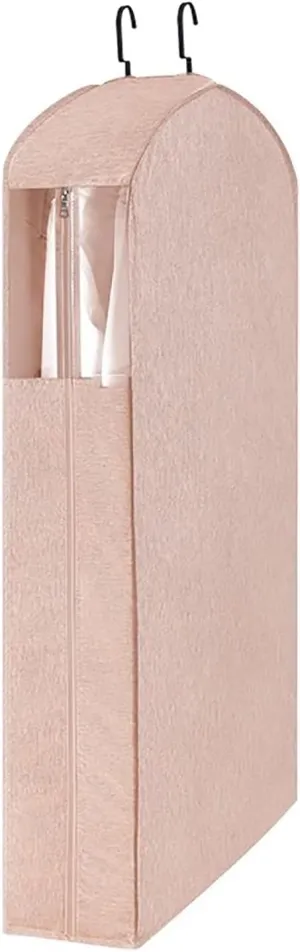 Garment Bags for Hanging ClothesGarmet Bag with Zipper, Hanging Clothes Bag Clear Windowfor Closet Storage(Pink,35.4in/90cm)