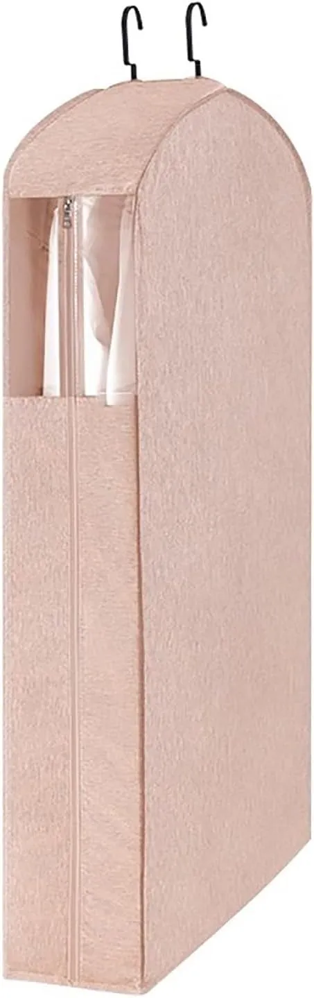 Garment Bags for Hanging ClothesGarmet Bag with Zipper, Hanging Clothes Bag Clear Windowfor Closet Storage(Pink,35.4in/90cm)