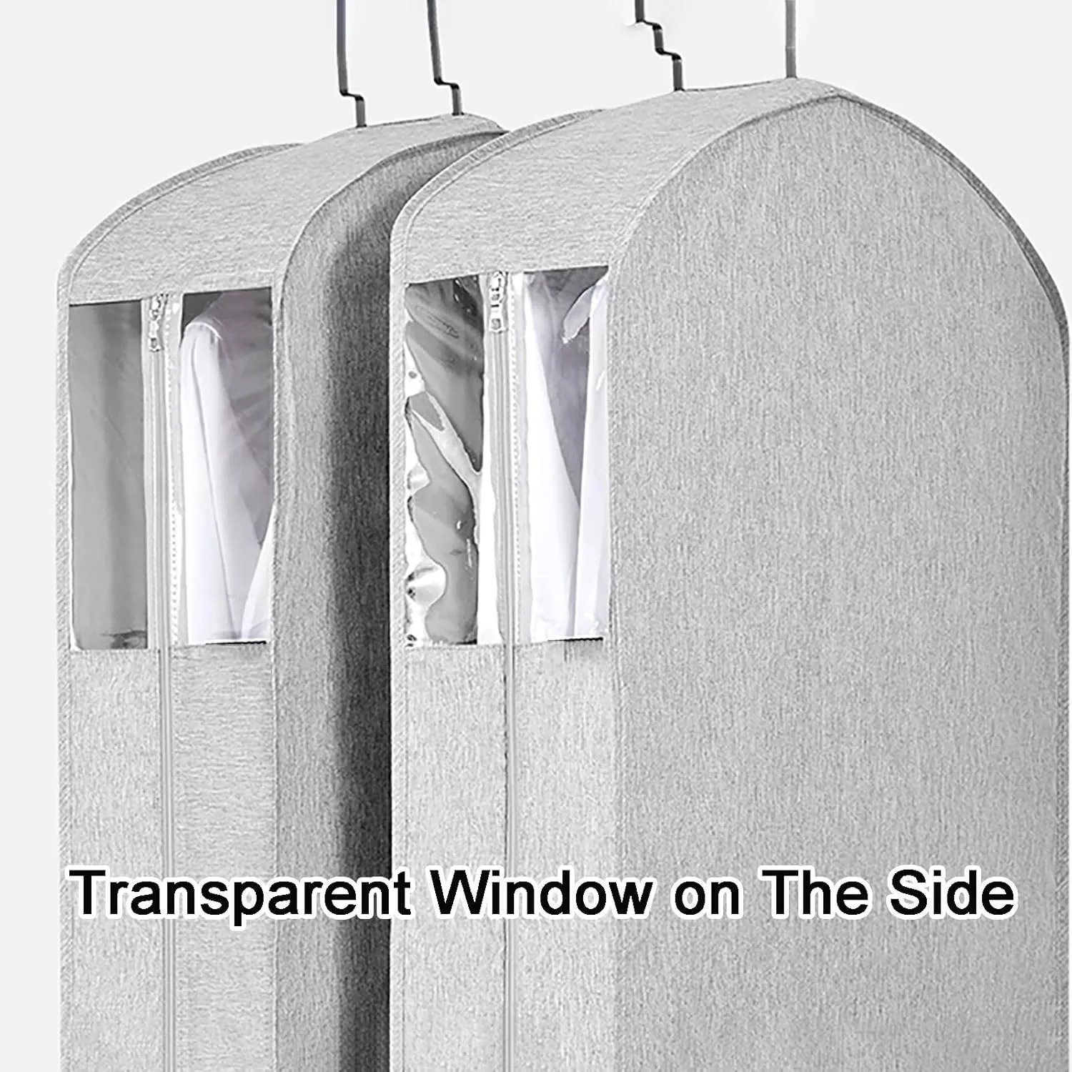 Garment Bags for Hanging ClothesGarmet Bag with Zipper, Hanging Clothes Bag Clear Windowfor Closet Storage(Pink,35.4in/90cm)