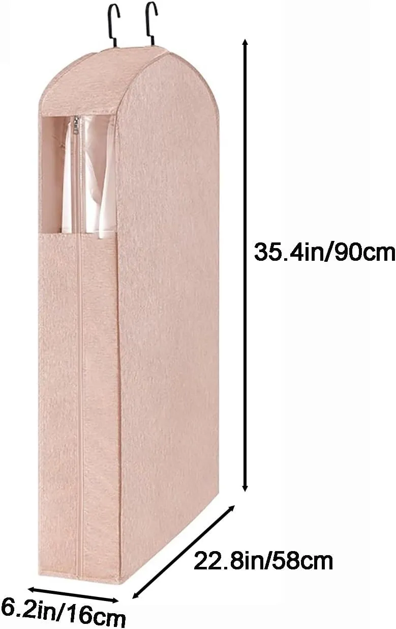 Garment Bags for Hanging ClothesGarmet Bag with Zipper, Hanging Clothes Bag Clear Windowfor Closet Storage(Pink,35.4in/90cm)