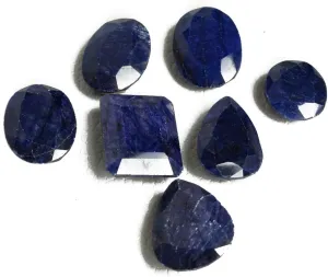 GEMHUB Natural Blue Sapphire Loose Gemstone for Jewellery Making 100.00 Carats Gemstone Necklace for Women-7Pcs Lot