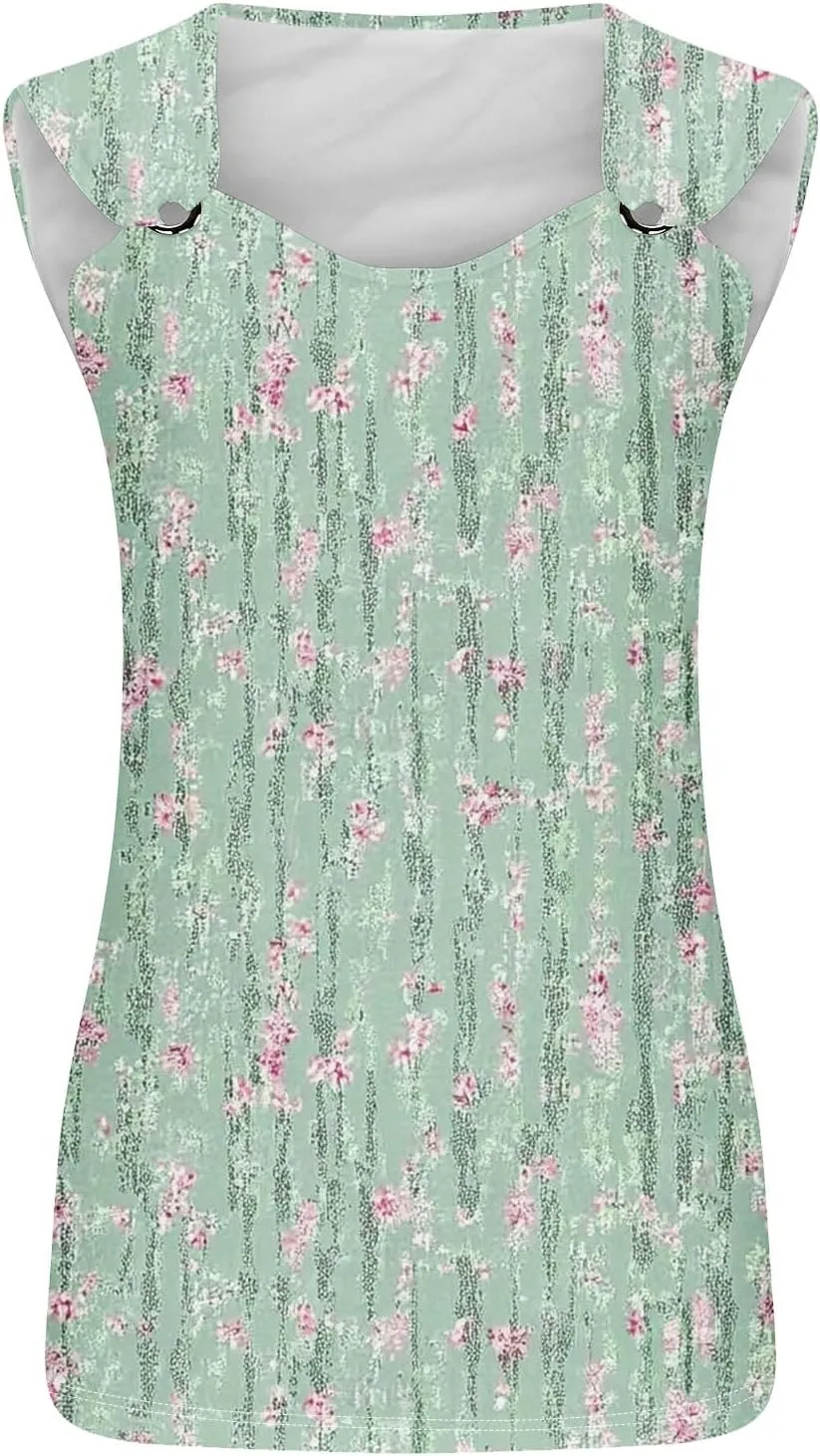 Generic Tank Tops for Women 2024 Dressy Casual Sleeveless T Shirts Loose Comfy Camisole Trendy Cute Blouses Ladies Summer Top