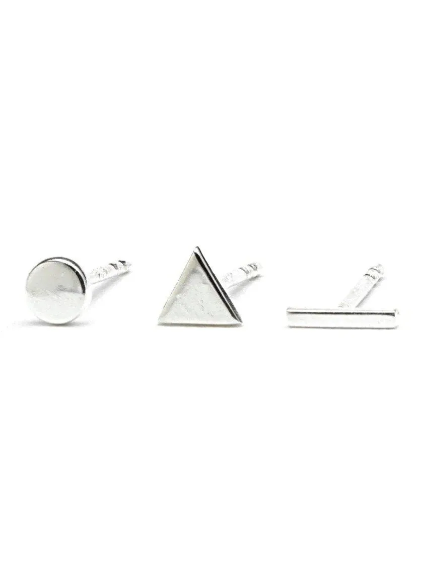 Geometric Trio of Stud Earrings