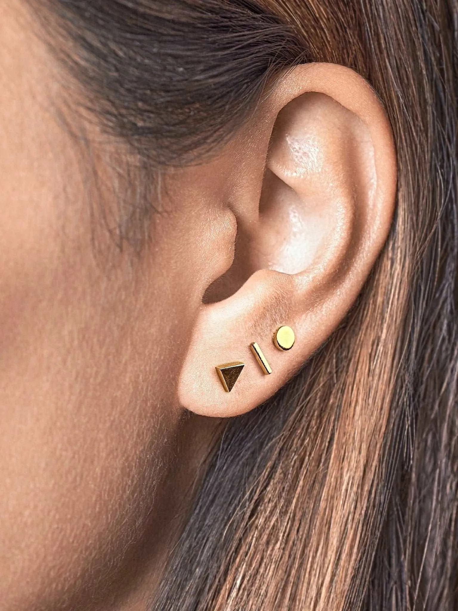 Geometric Trio of Stud Earrings
