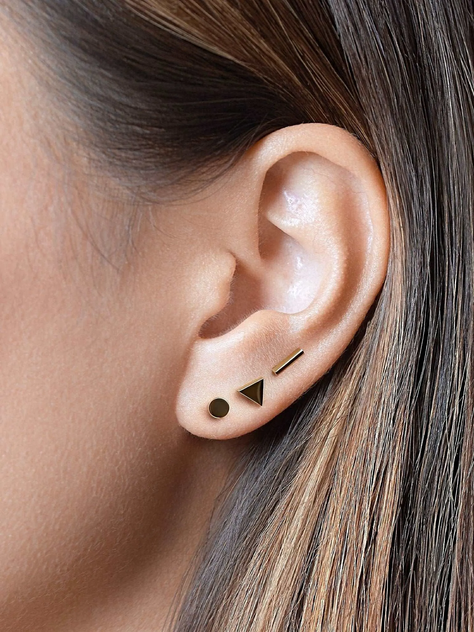 Geometric Trio of Stud Earrings