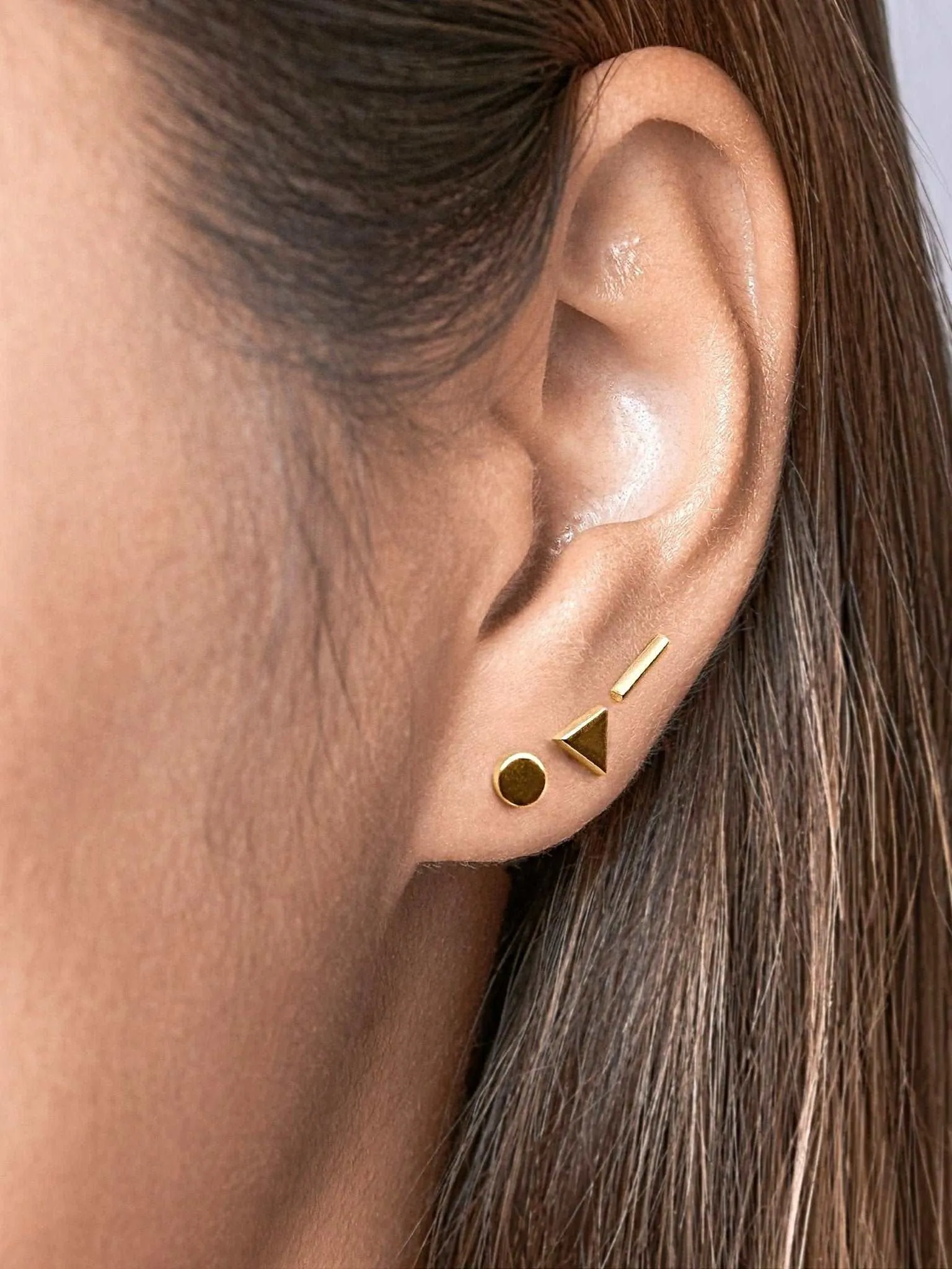 Geometric Trio of Stud Earrings