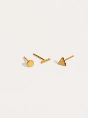 Geometric Trio of Stud Earrings