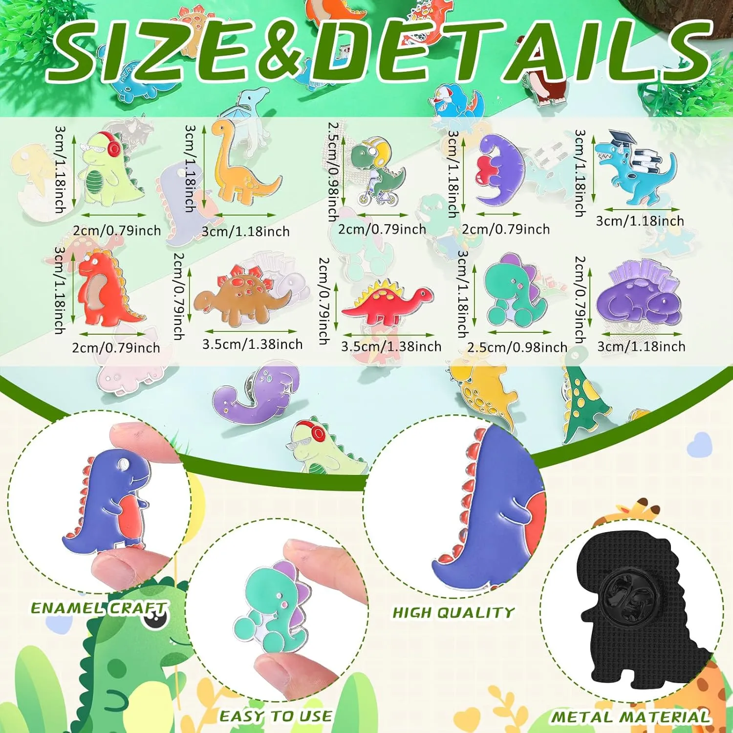 Giegxin 40 Pcs Dinosaur Enamel Pins Bulk Cute Cartoon Backpacks Pins Animals BroochTfor Backpacks Clothes Classroom Student Gifts