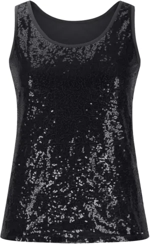 Glitter Camisole for Women Sparkly Sequin Tank Top Sleeveless Sparkle Shimmer Vest Shirts Shimmer Rave Party Vest Tops