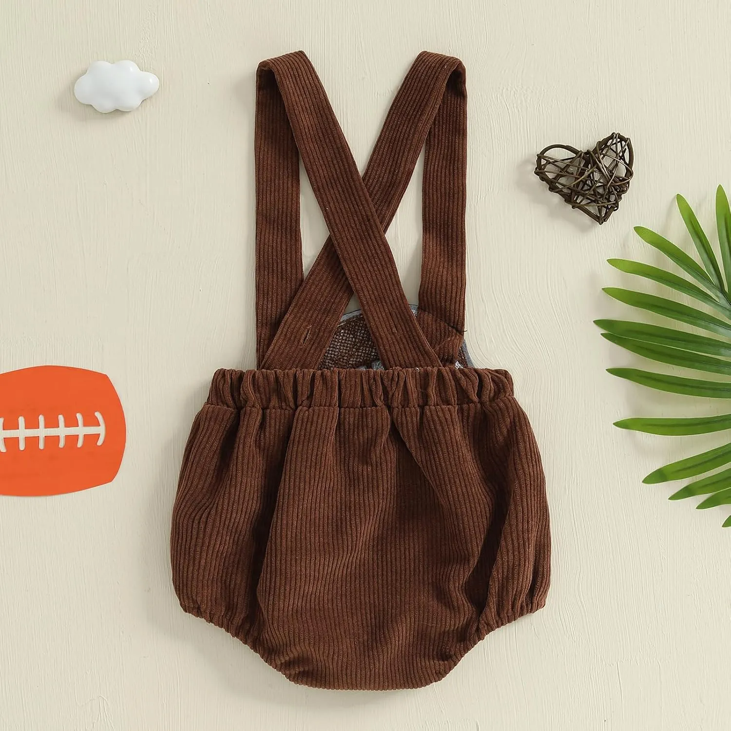 GOOCHEER Fall Clothes Infant Baby Boy Girl Suspender Bib Overall Shorts Bloomers Smocked Football Game Day Outfit