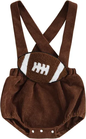 GOOCHEER Fall Clothes Infant Baby Boy Girl Suspender Bib Overall Shorts Bloomers Smocked Football Game Day Outfit