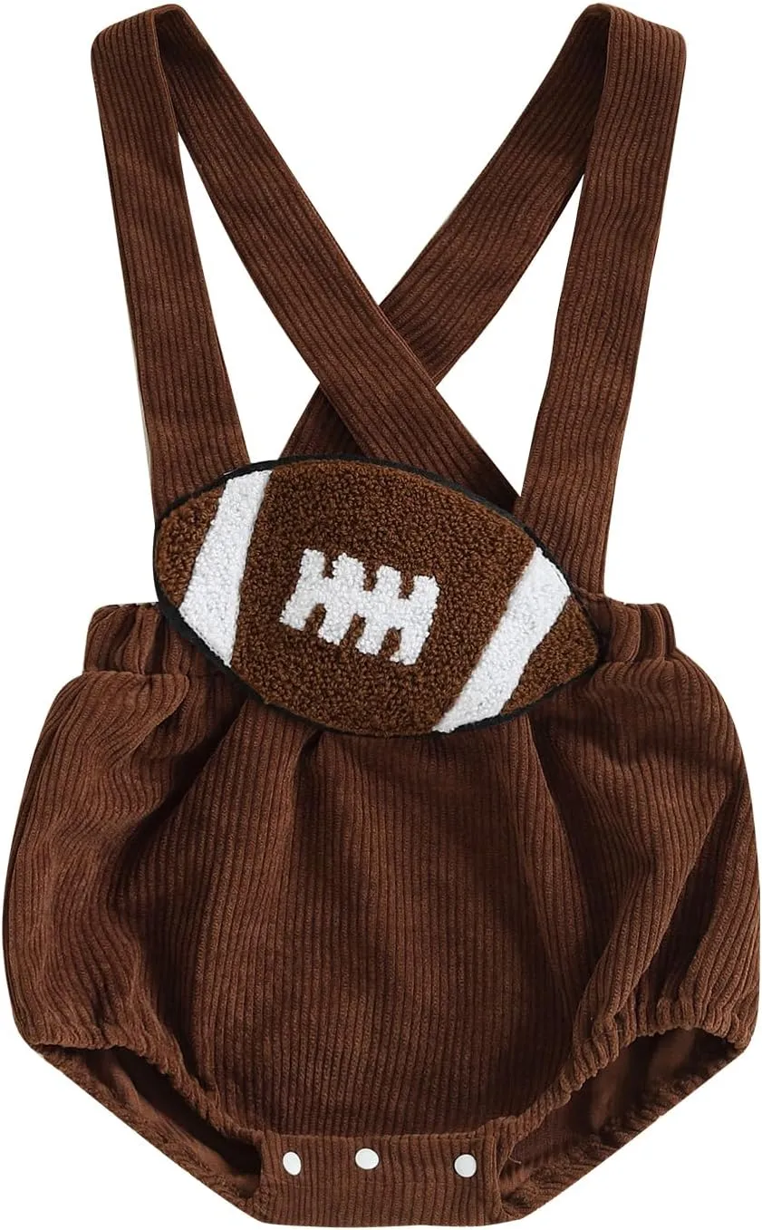GOOCHEER Fall Clothes Infant Baby Boy Girl Suspender Bib Overall Shorts Bloomers Smocked Football Game Day Outfit