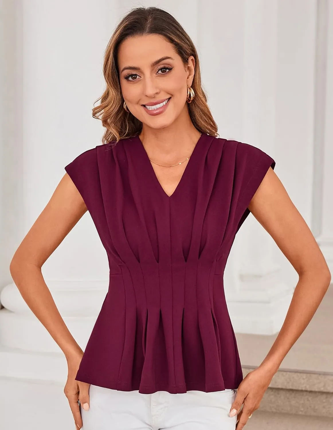 GRACE KARIN Sleeveless Tops for Women Vest Blouse V Neck Dressy Suit Vest Tank Tops Business Office Shirt