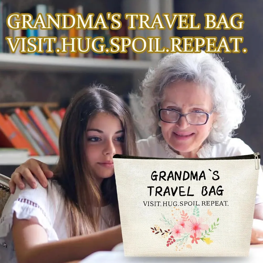 Grandma Christmas Gifts from Grandson Granddaughter Grandma's Travel Bag for Grandmother Makeup Bag for Women Nana Mimi Gift for Grandma Travel Toiletry Bags Gift for Gigi Anniversary Birthday Gifts