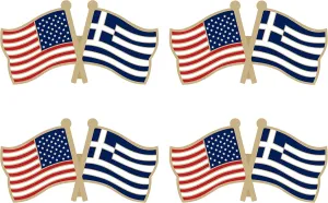 Greece Crossed Double Flag Lapel Pins Small Mini Greek Friendship Pin Badge Pack of 4