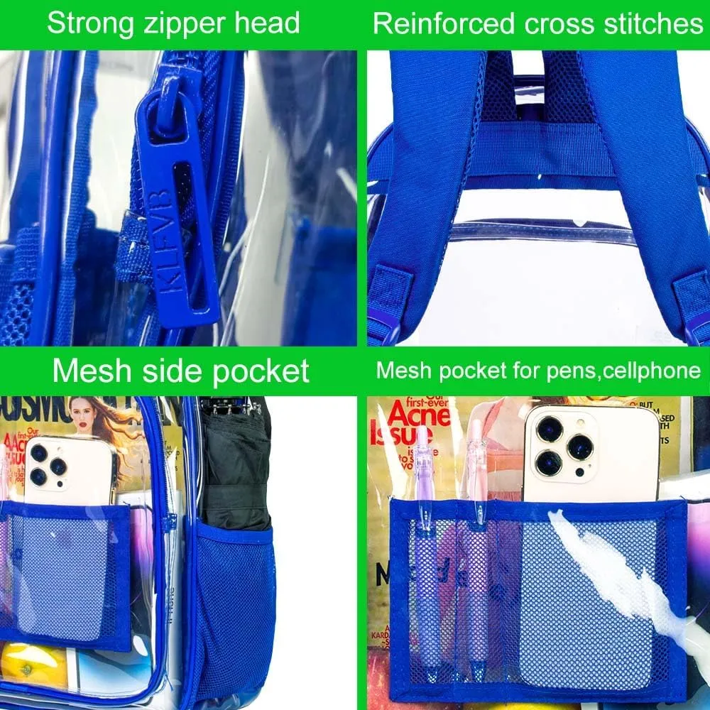 gxtvo Clear Backpack, Heavy Duty Transparent Bookbag, See Through Backpacks for Women Men