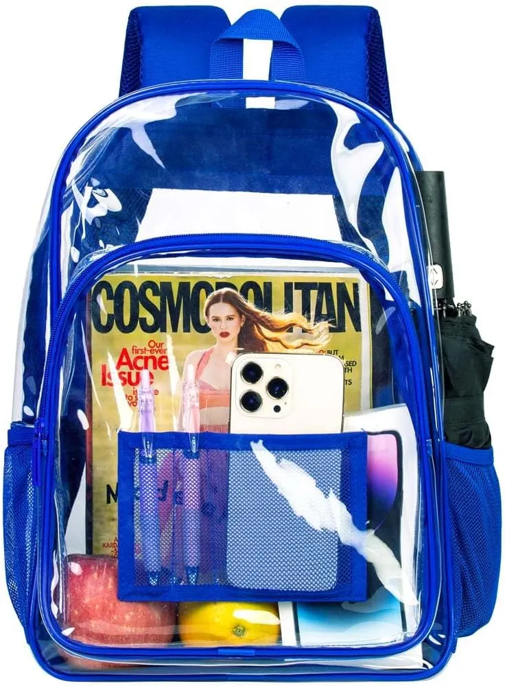 gxtvo Clear Backpack, Heavy Duty Transparent Bookbag, See Through Backpacks for Women Men