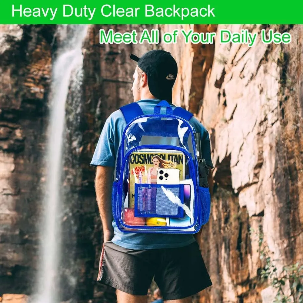 gxtvo Clear Backpack, Heavy Duty Transparent Bookbag, See Through Backpacks for Women Men