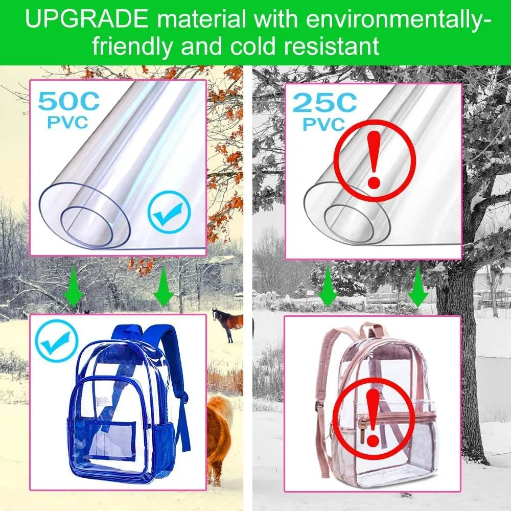 gxtvo Clear Backpack, Heavy Duty Transparent Bookbag, See Through Backpacks for Women Men