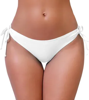Halcurt Women's Low Rise Adjustable Side Tie Bikini Bottoms Full Coverage Swimsuit Bottoms