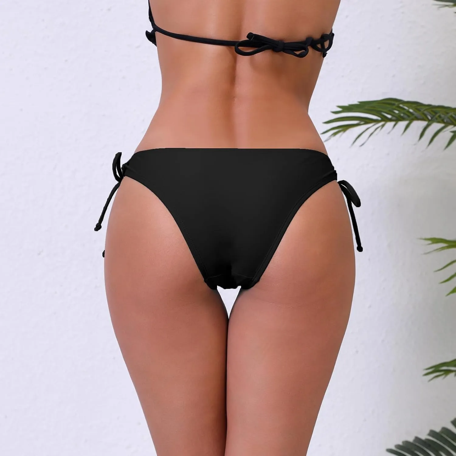 Halcurt Women's Low Rise Adjustable Side Tie Bikini Bottoms Full Coverage Swimsuit Bottoms