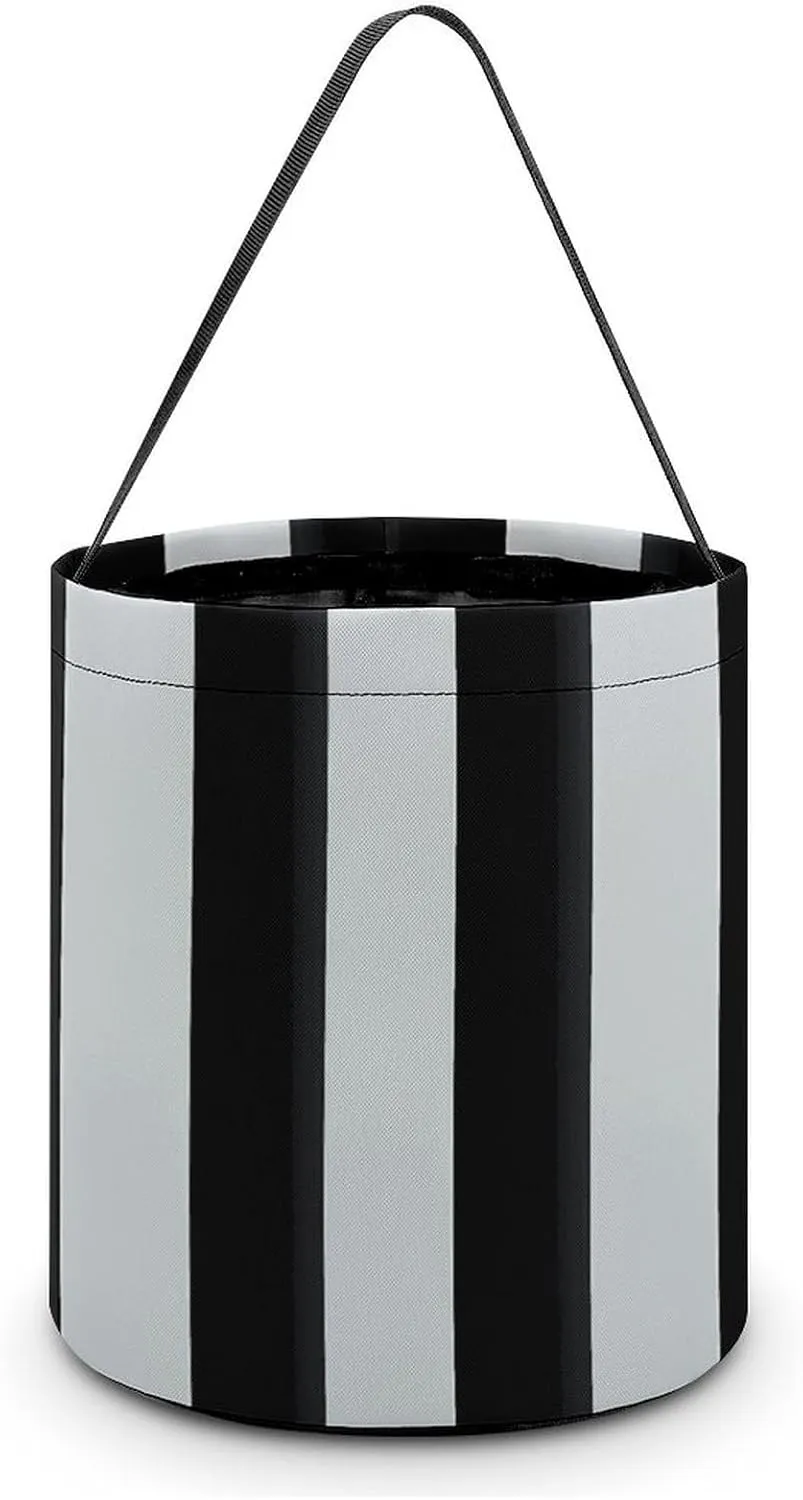 Halloween Tote Candy Bag Black And-White Stripes Candy Basket Candy Bucket Halloween Party Favors for Kids