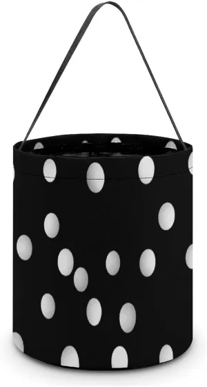 Halloween Tote Candy Bag Black White Polka Dots Candy Basket Candy Bucket Halloween Party Favors for Kids