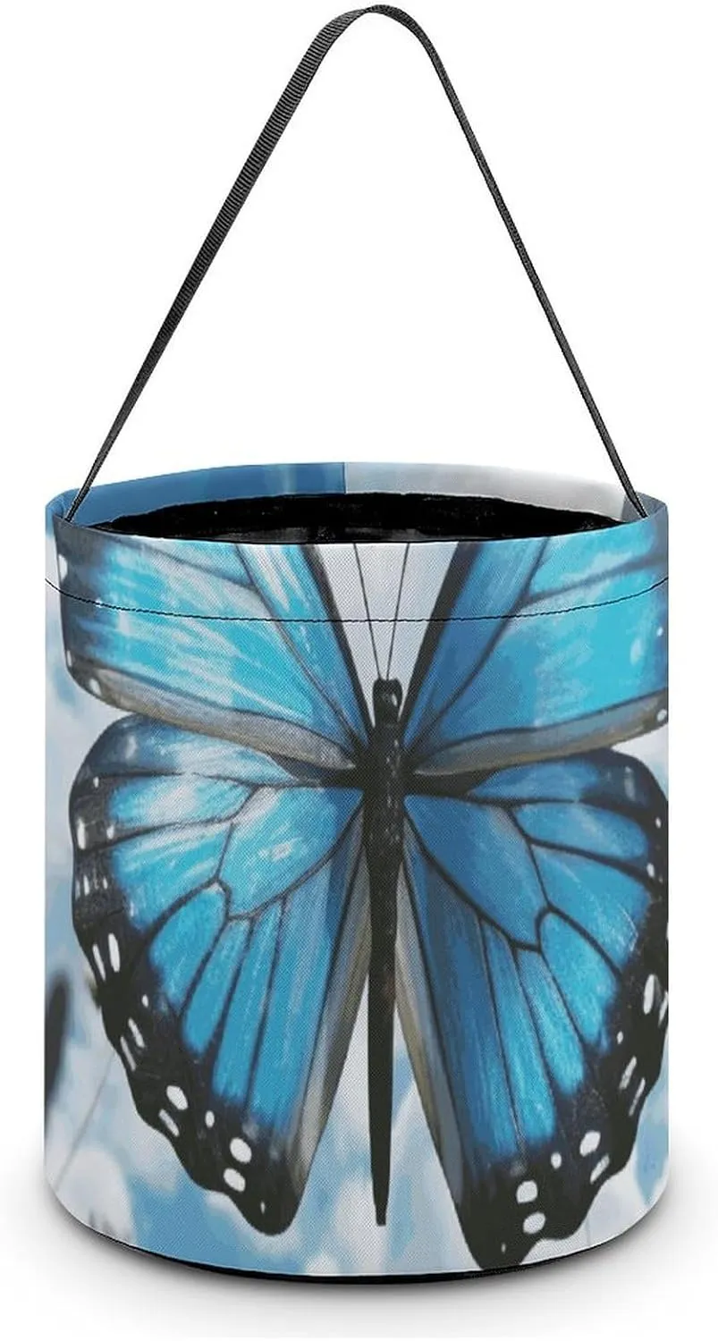 Halloween Tote Candy Bag Blue Butterfly And Clouds Candy Basket Candy Bucket Halloween Party Favors for Kids