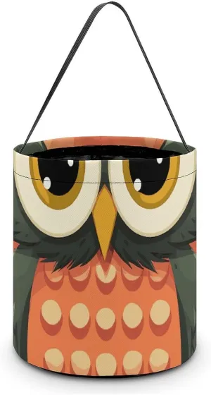 Halloween Tote Candy Bag Cartoon Owl on Orange Background Candy Basket Candy Bucket Halloween Party Favors for Kids, Style