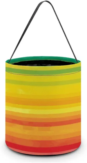 Halloween Tote Candy Bag Rainbow Colored Striped Candy Basket Candy Bucket Halloween Party Favors for Kids