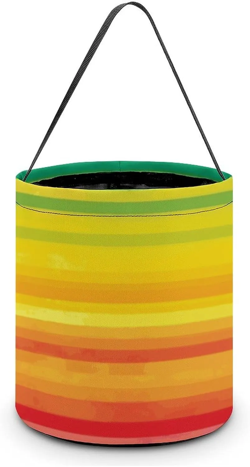 Halloween Tote Candy Bag Rainbow Colored Striped Candy Basket Candy Bucket Halloween Party Favors for Kids