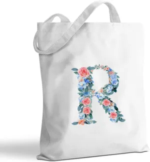 Hanamiya Na Monogrammed Tote Bags Initial Canvas Tote Bag Personalized Reusable Grocery Bags Monogrammed Gifts for Women