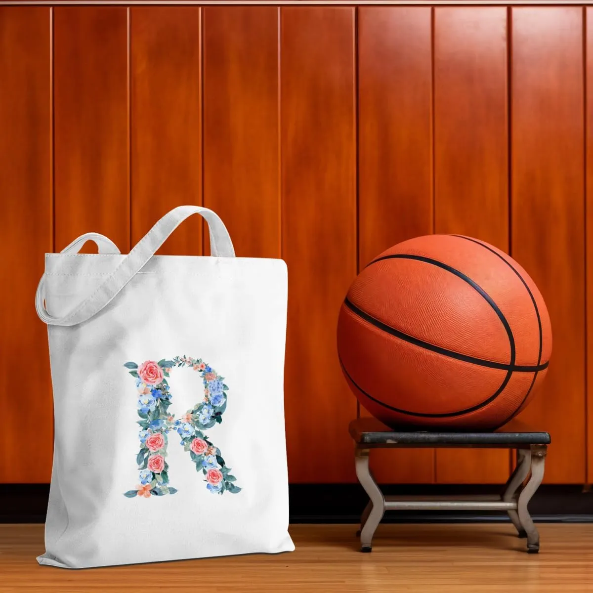 Hanamiya Na Monogrammed Tote Bags Initial Canvas Tote Bag Personalized Reusable Grocery Bags Monogrammed Gifts for Women