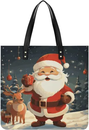 Handbags for WomenChristmas Santa ClausTrendy Vegan Leather Hobo Handbags,Women's Soft Bucket Bag For Women - Ladies Handbags For Work, Travel, Casual Use,Birthday Gifts